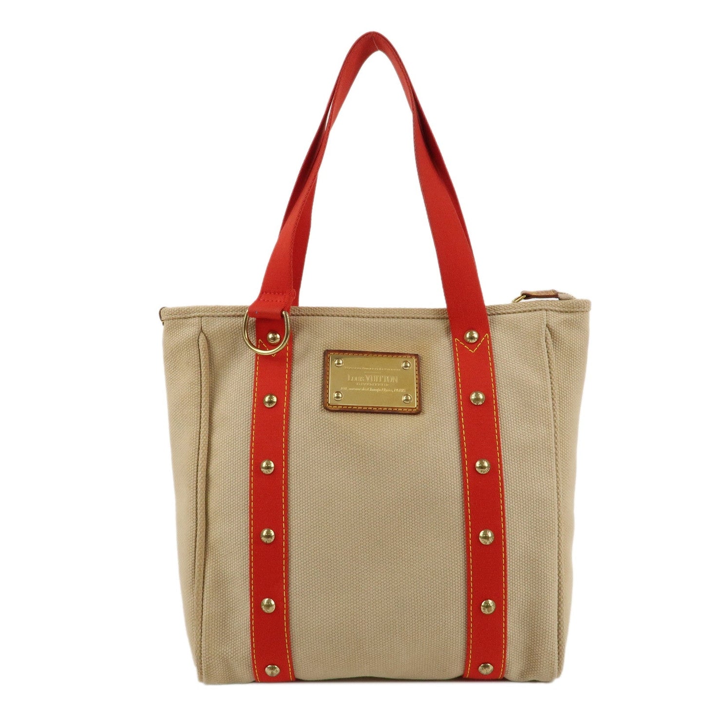 Louis Vuitton Antigua Cabas MM Tote Bag Hand Bag Red M40035