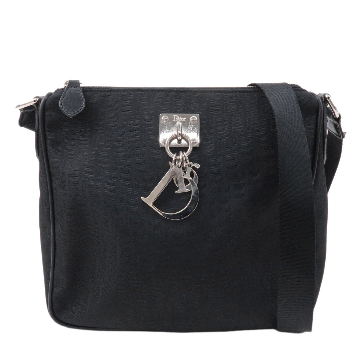 Christian Dior Lovely Canvas Leather Shoulder Bag Black