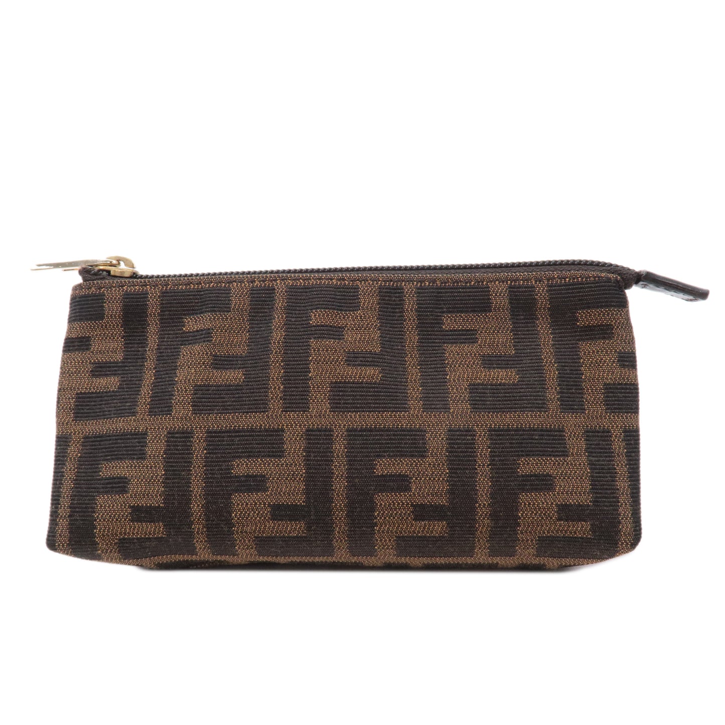FENDI Zucca Canvas Leather Mini Pouch Black Brown 7N0037