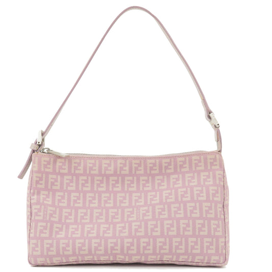 FENDI Zucchino Canvas Leather Shoulder Bag Purple 8BR267