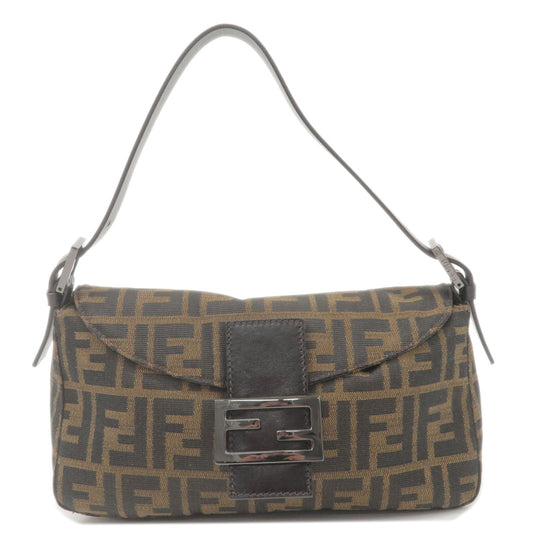 FENDI Zucca Mamma Baguette Canvas Leather Shoulder Bag 8BR003