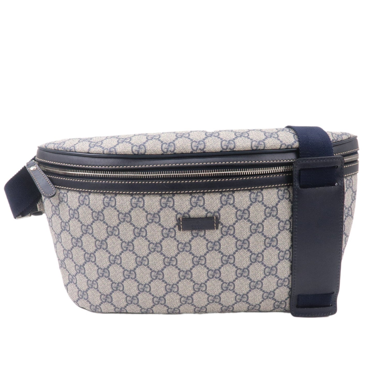 GUCCI GG Supreme Leather Body Bag Crossbody Beige Navy 211110