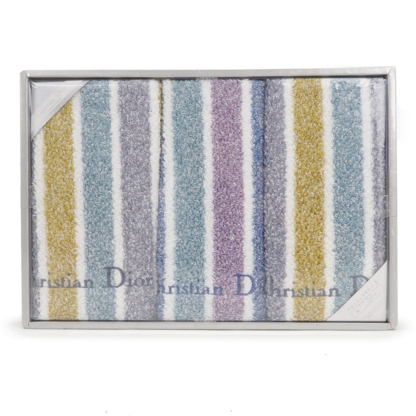 Christian Dior Set of 3 Cotton 100 % Face Towel Stripe