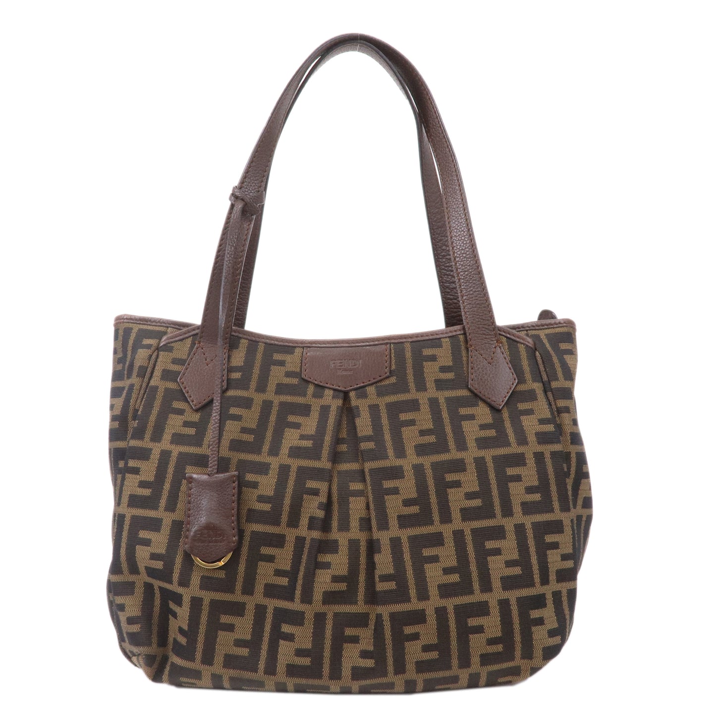 FENDI Zucca Canvas Leather Tote Bag Shoulder Bag 8BH268