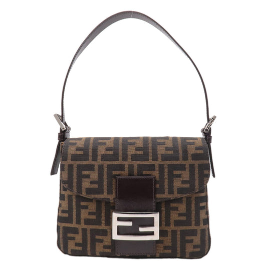 FENDI Zucca Canvas Leather Shoulder Bag Hand Bag Brown 16464
