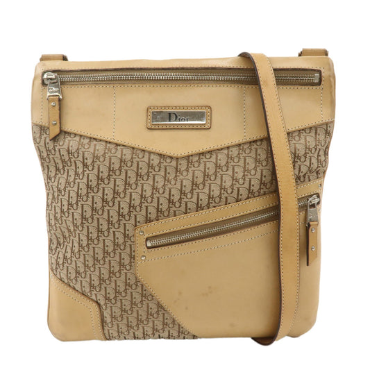 Christian Dior Trotter Canvas Leather Shoulder Bag Beige