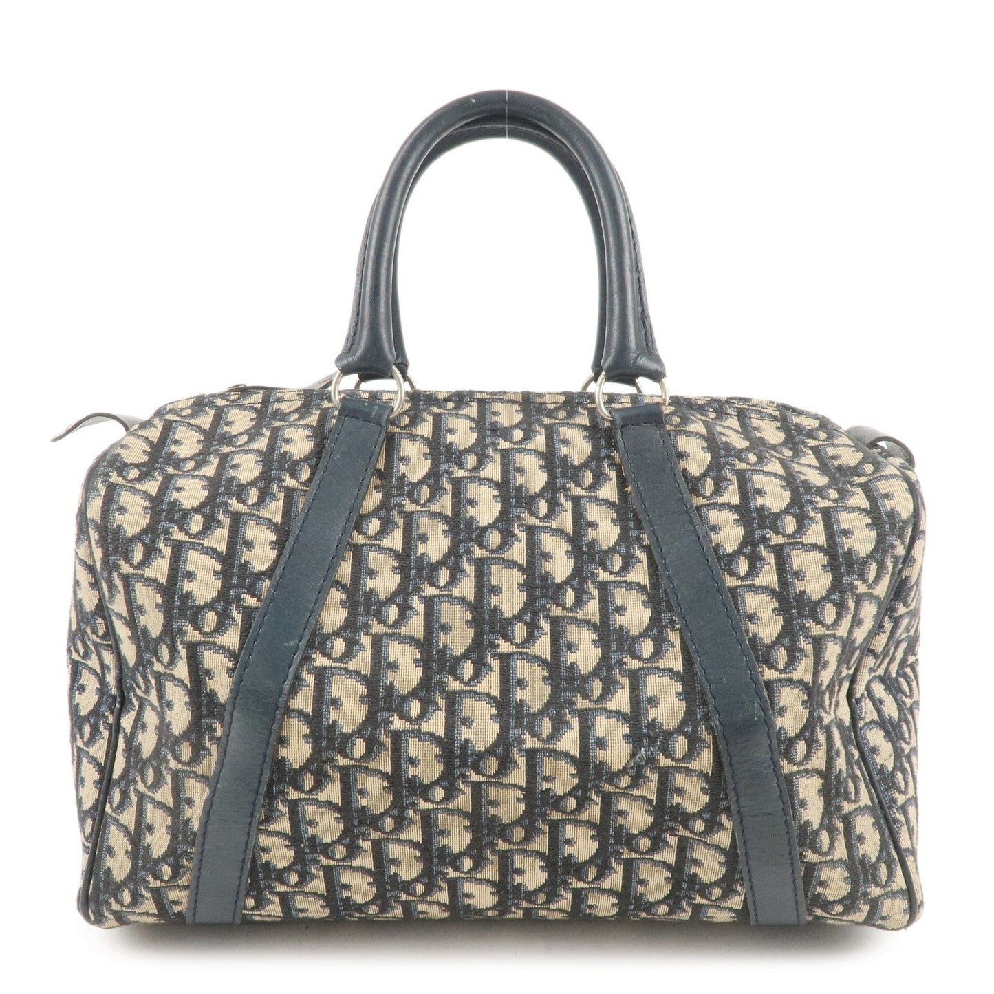 Christian Dior Trotter Canvas Leather Boston Bag Navy