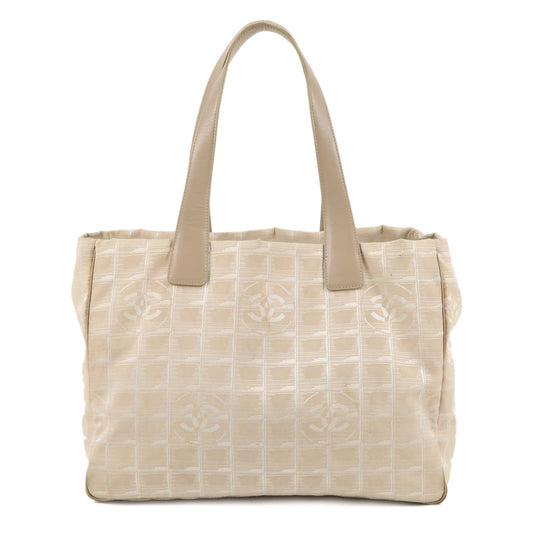 Chanel New Travel Line Nylon Jacquard Leather Tote Bag A