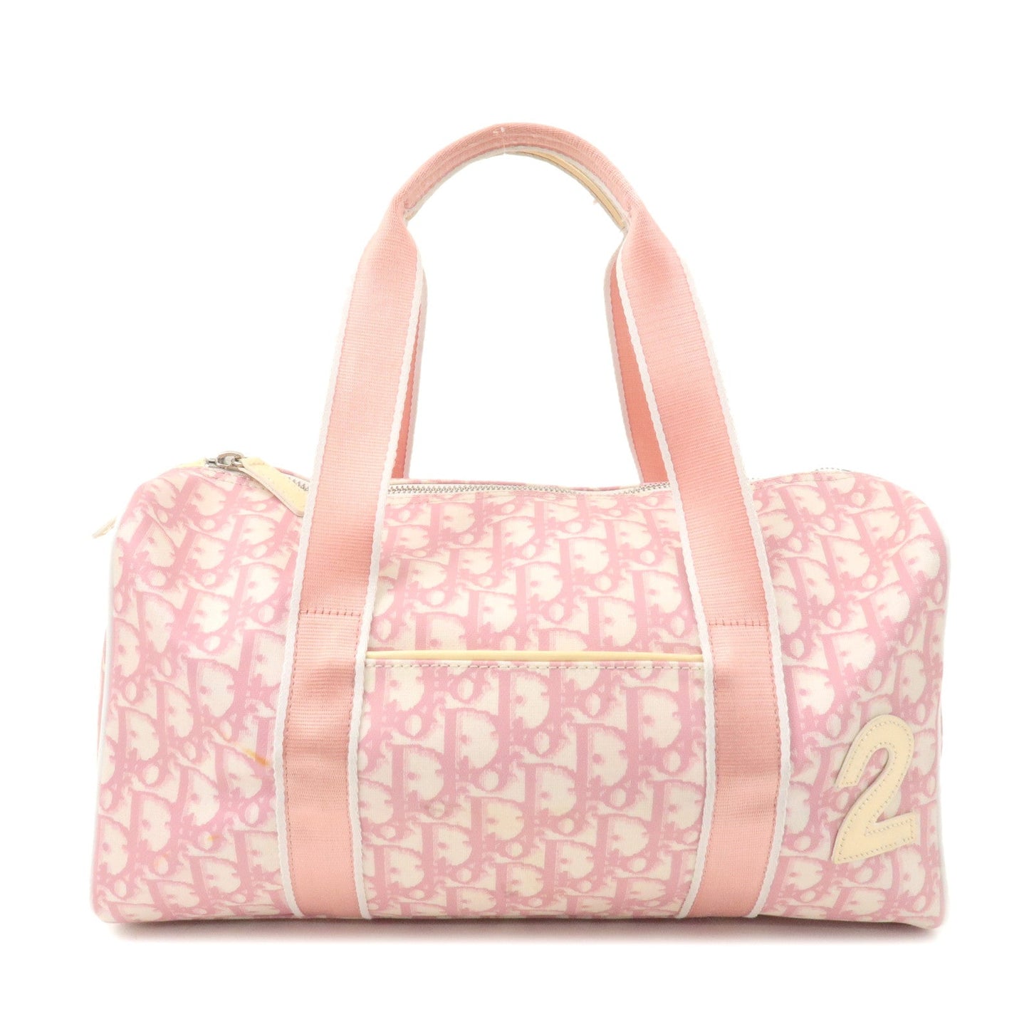 Christian Dior Trotter PVC Enamel Boston Bag Hand Bag Pink