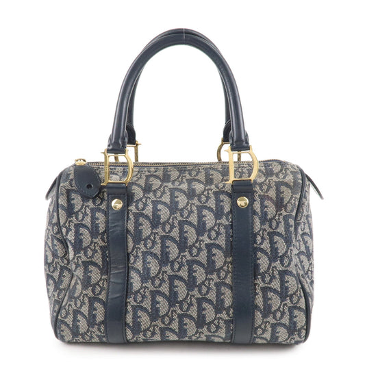 Christian Dior Trotter Canvas Leather Boston Bag Navy