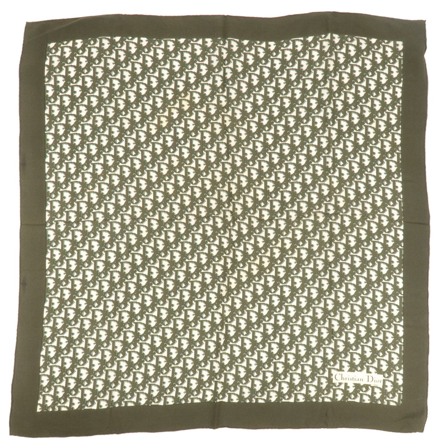 Christian Dior Trotter Print Silk 100 % Scarf Khaki