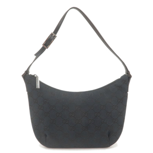 GUCCI GG Canvas Leather Shoulder Bag Pouch Black 005.0813