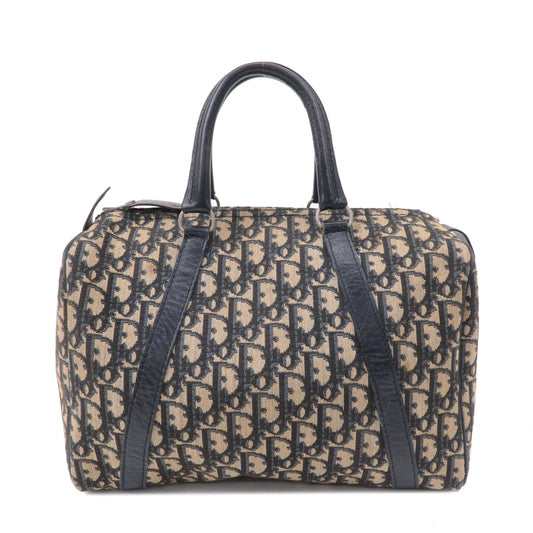 Christian Dior Trotter Canvas Leather Boston Bag Navy