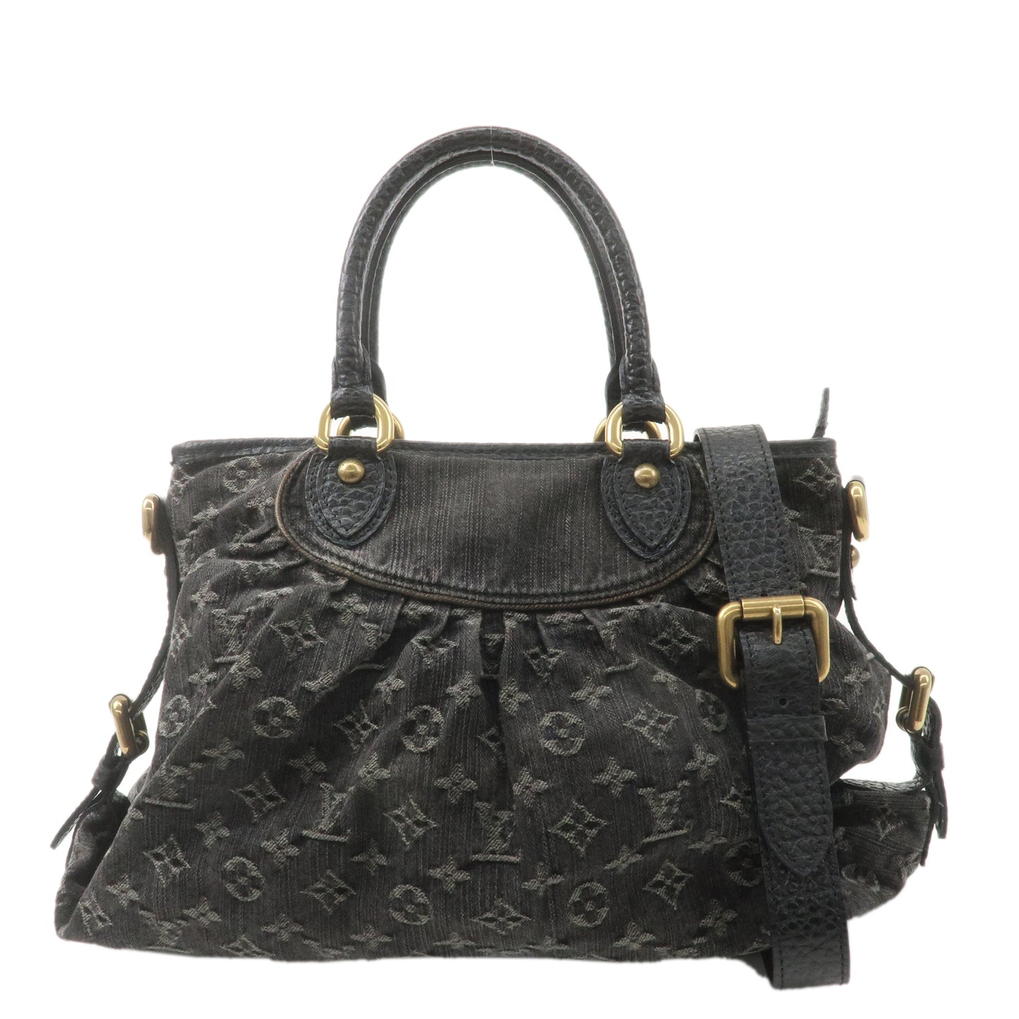 Louis Vuitton Monogram Denim Neo Cabby MM Hand Bag Black M95351