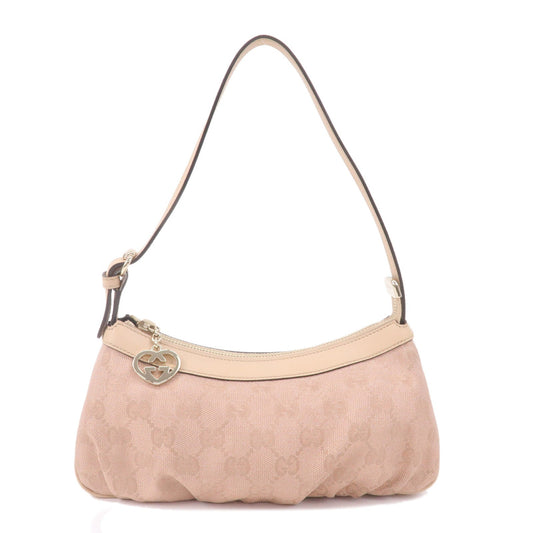 GUCCI Lovely GG Canvas Leather Hand Bag Pink Beige 245938