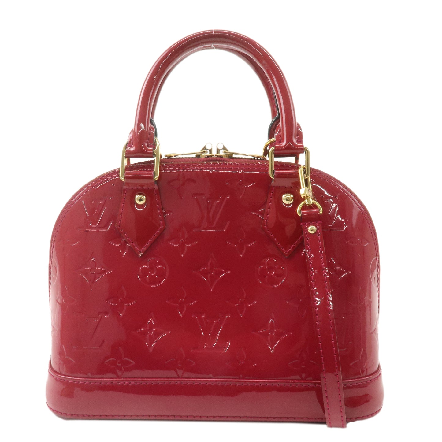 Louis Vuitton Monogram Vernis Alma BB Hand Bag Red M91698Used F/S