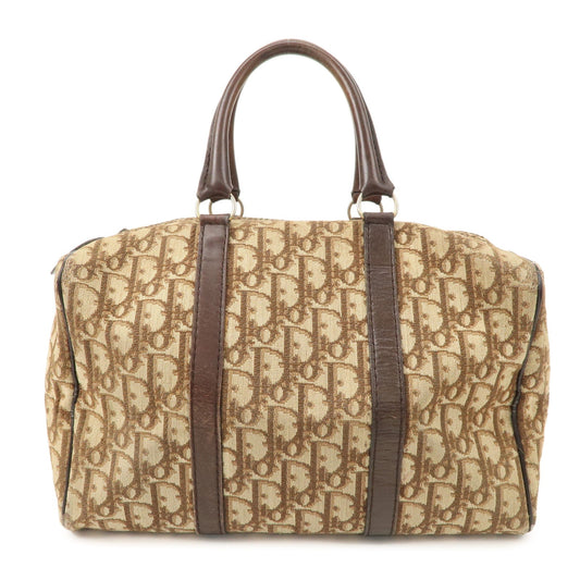 Christian Dior Trotter Canvas Leather Boston Bag Beige Brown