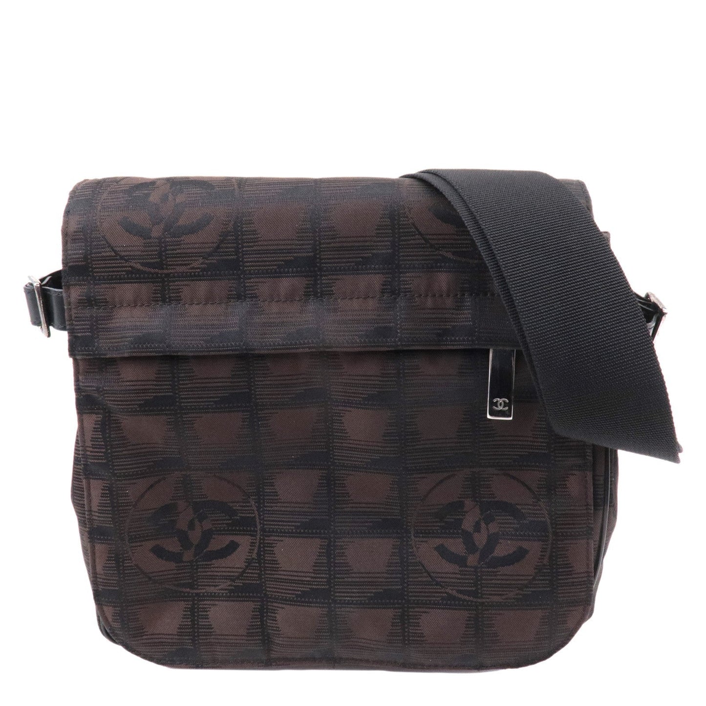 Chanel New Travel Line Nylon Jacquard Leather Shoulder Bag A