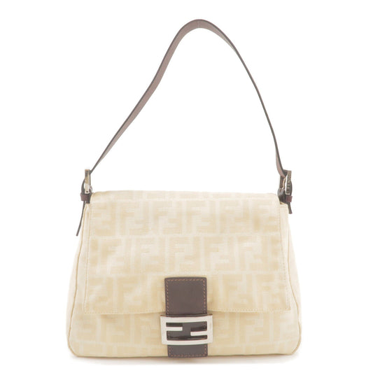 FENDI Zucca Mamma Baguette Canvas Leather Shoulder Bag 26325