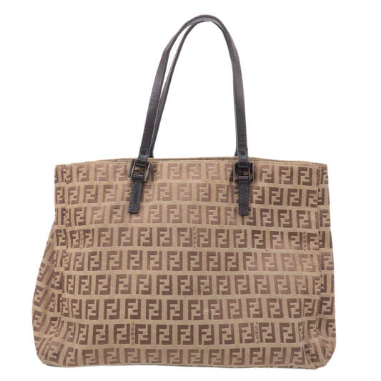 FENDI Zucchino Canvas Leather Hand Bag Tote Bag Beige 8BH018