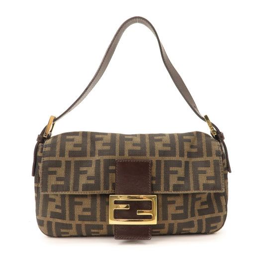 FENDI Zucca Mamma Baguette Canvas Leather Hand Bag 26424