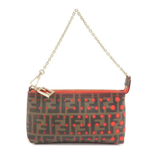 FENDI Zucca Print PVC Accessory Pouch Bag Khaki Black Red 8BR592