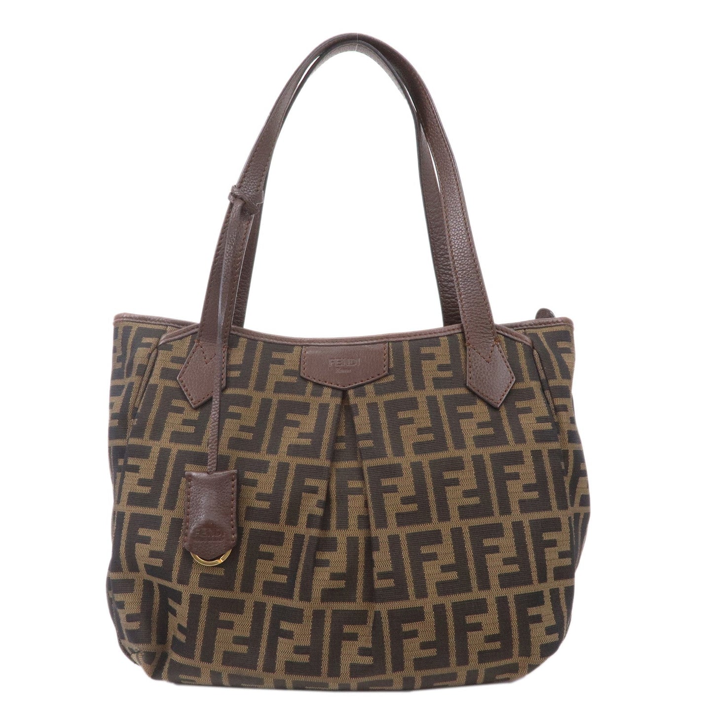 FENDI Zucca Canvas Leather Tote Bag Shoulder Bag 8BH268