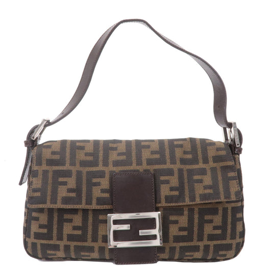 FENDI Zucca Mamma Baguette Canvas Leather Shoulder Bag 29424
