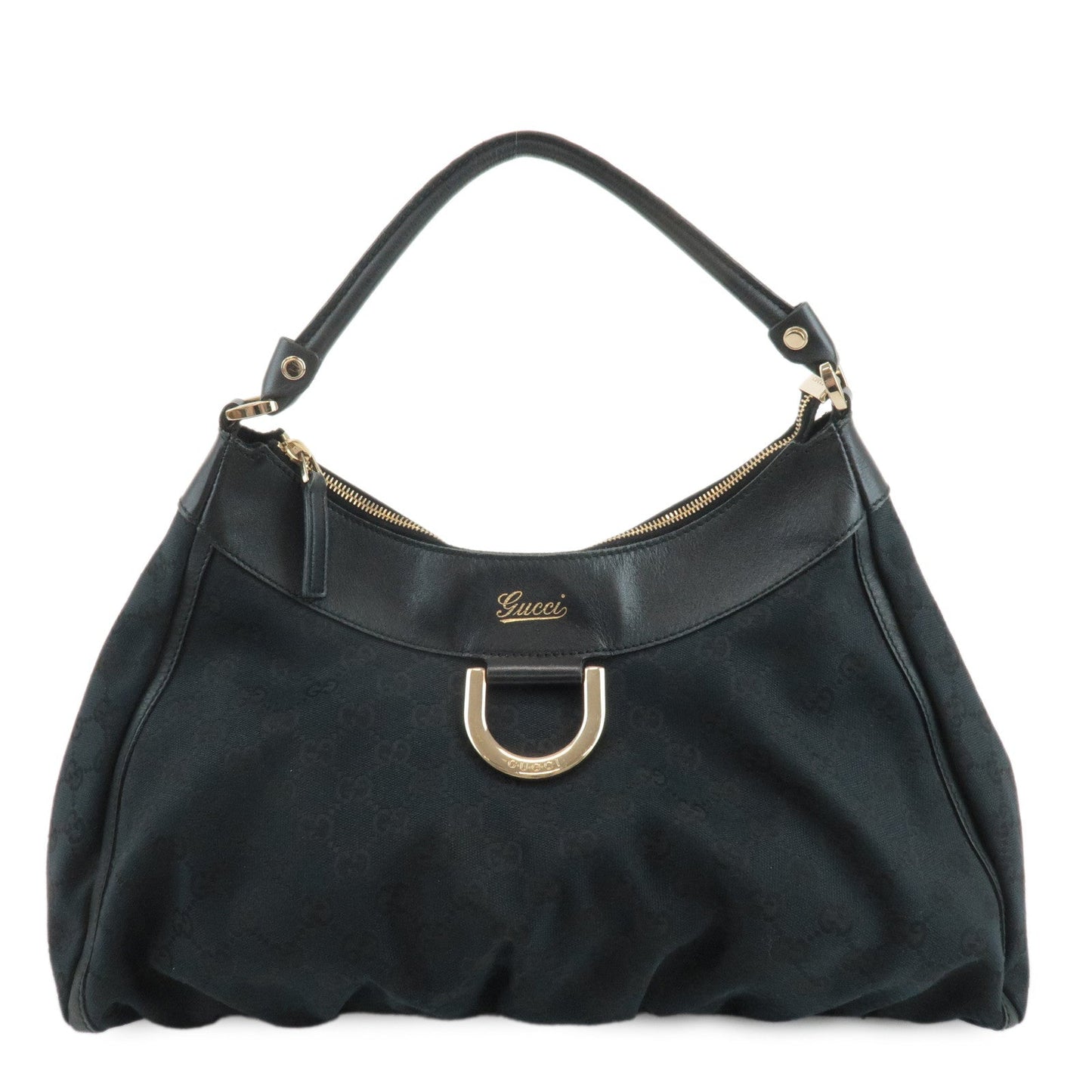 GUCCI Abbey GG Canvas Leather One Shoulder Bag Black 189833