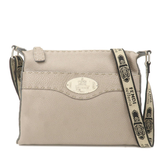 FENDI Selleria Leather Shoulder Crossbody Bag Gray 8BT092