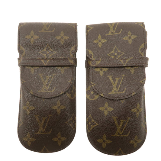 Louis Vuitton Monogram Set of 2 etui a lunettes lavel Glasses Case