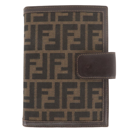 Fendi Zucca Canvas Leather Planner Cover Brown Black 30161