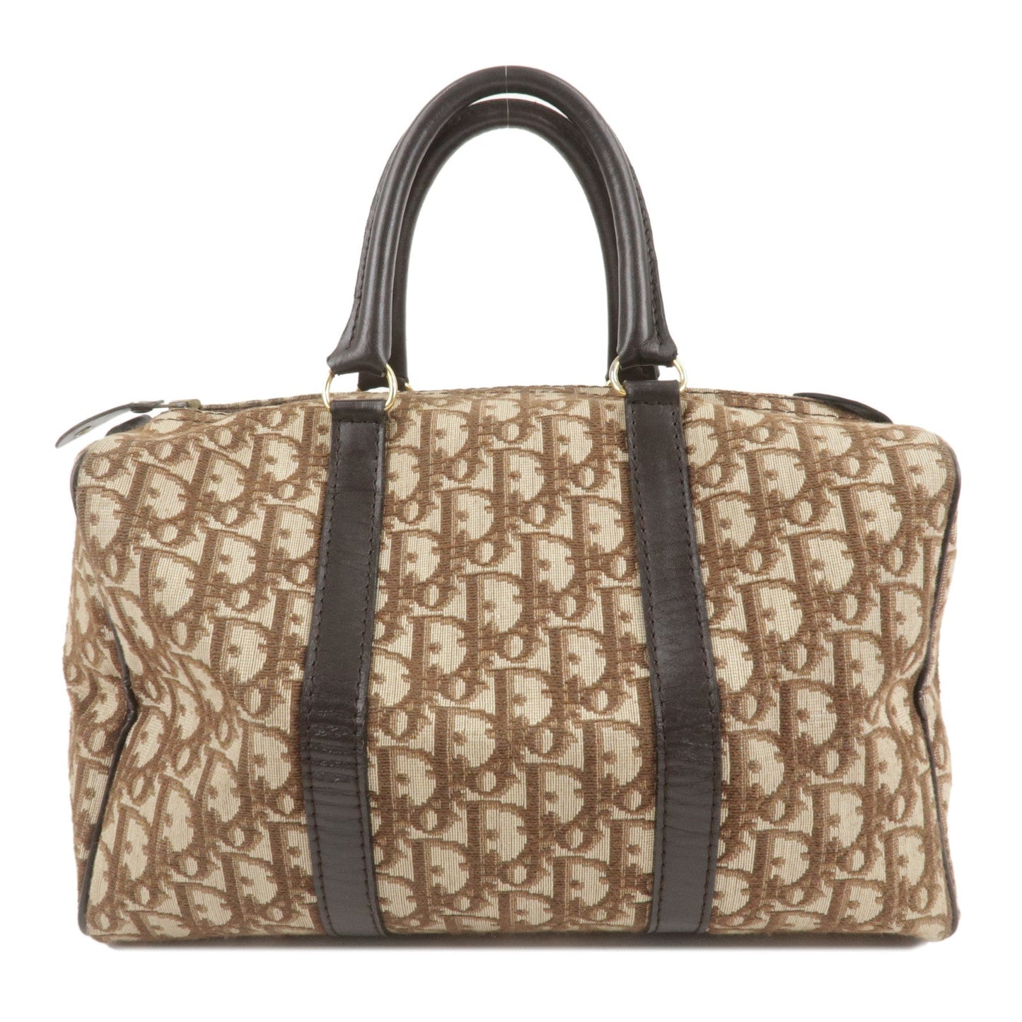Christian Dior Trotter Canvas Leather Boston Bag Hand Bag Beige