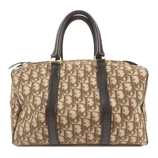 Christian Dior Trotter Canvas Leather Boston Bag Hand Bag Beige