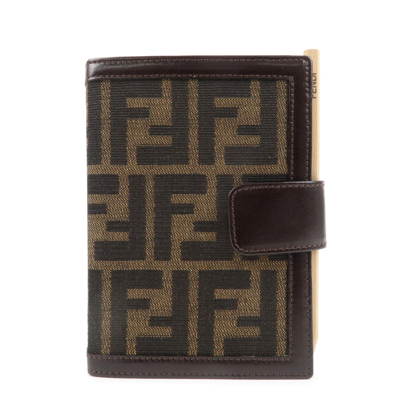 FENDI Zucca Canvas Leather Planner Cover Khaki Black Brown 30153
