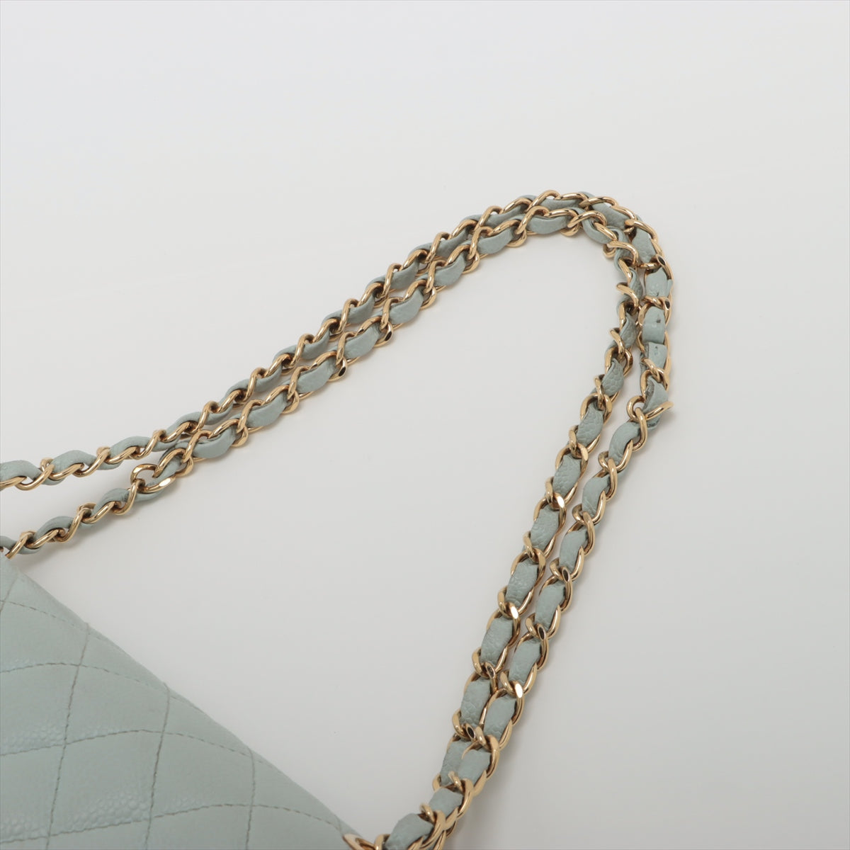 Chanel Matrasse 25 Caviar S Double Flap Double Chain Bag Blue G  7th A01112