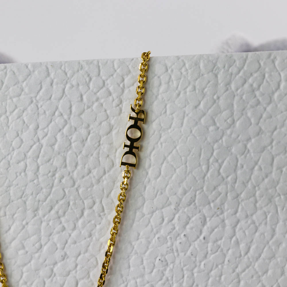 White Crystal Diorable Giraffe Gold Finish Necklace