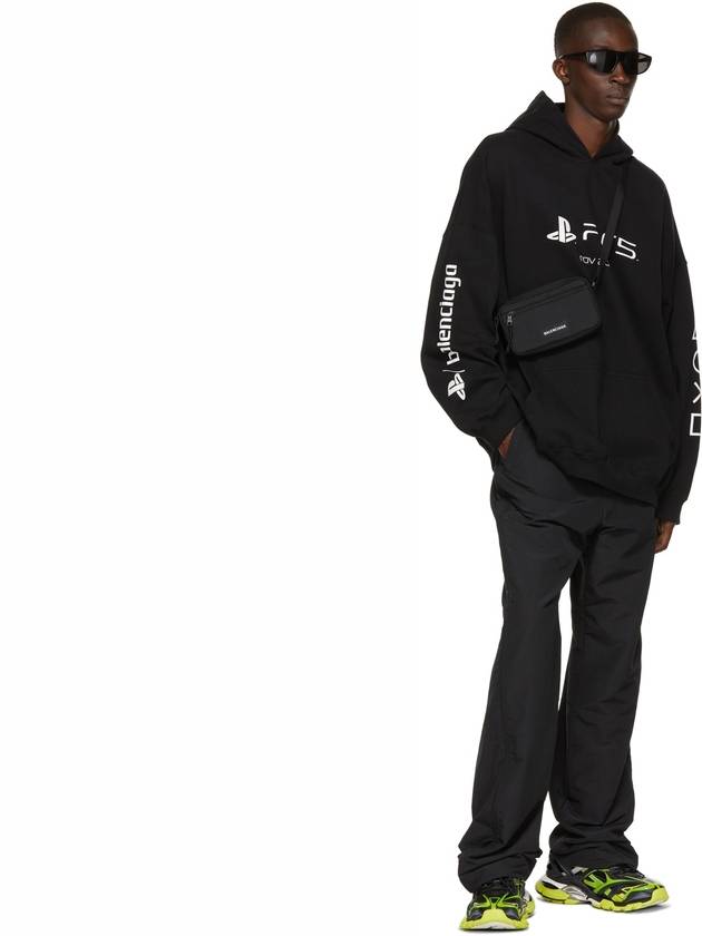 Luxury Balenciaga  PS5 Boxy Logo Print Overfit Hoodie Black