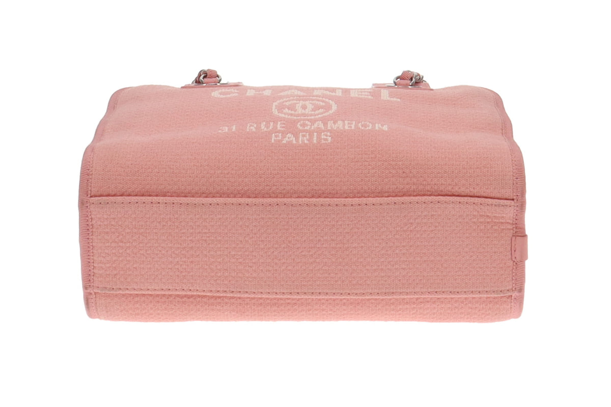 Chanel Pink Canvas and Leather Deauville Bowling Bag