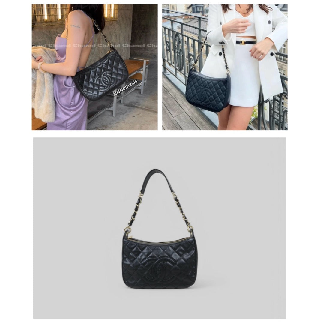 Rank AB ｜ CHANEL Half Moon Shoulder Bag Black Made In 2002-2003Year  ｜VT24071806