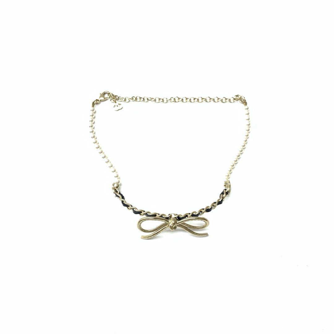 Chanel Bow Pearl Necklace