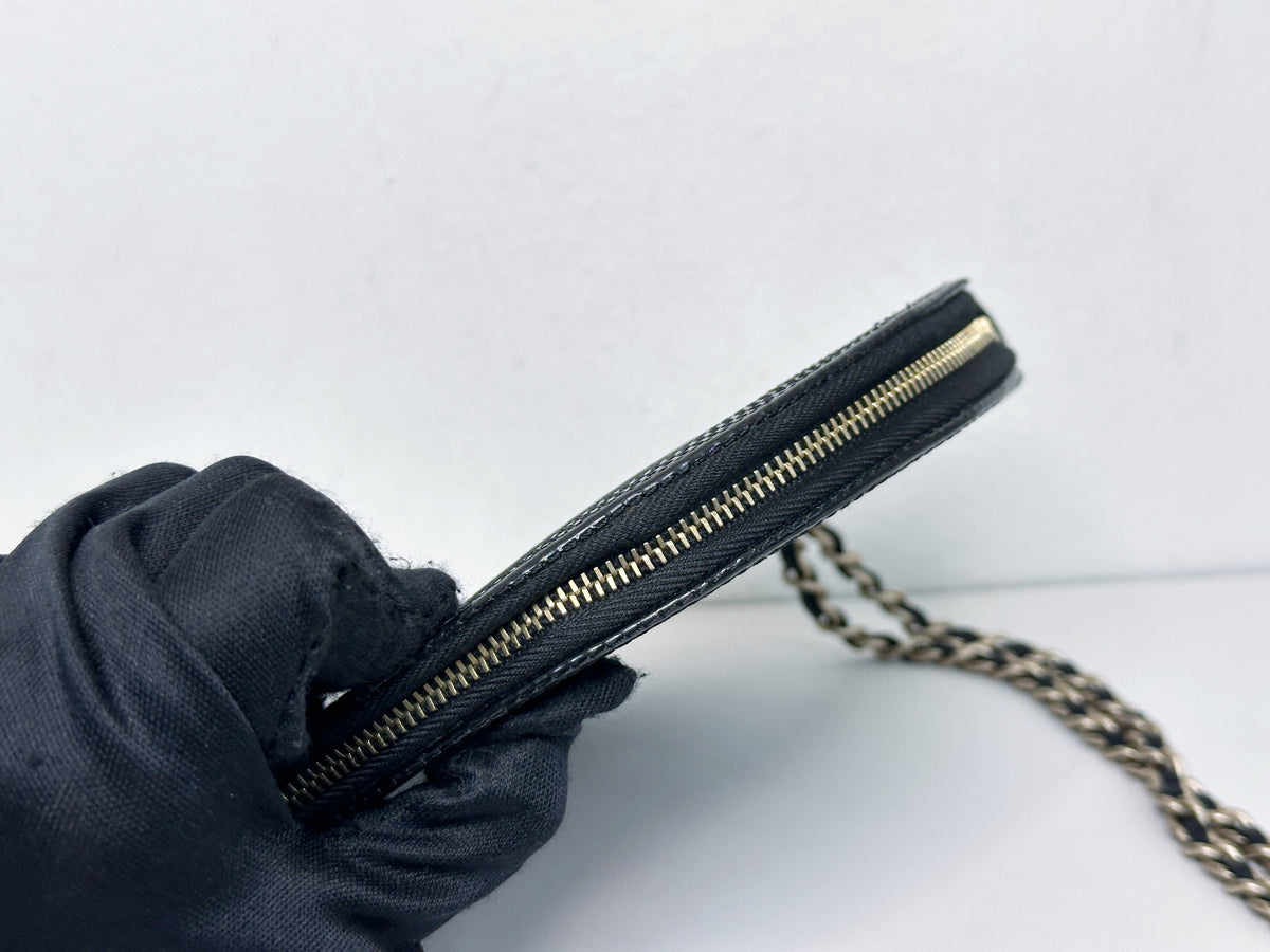 Chanel Record Chain Bag in Patent Leather Black Red 8954 holo