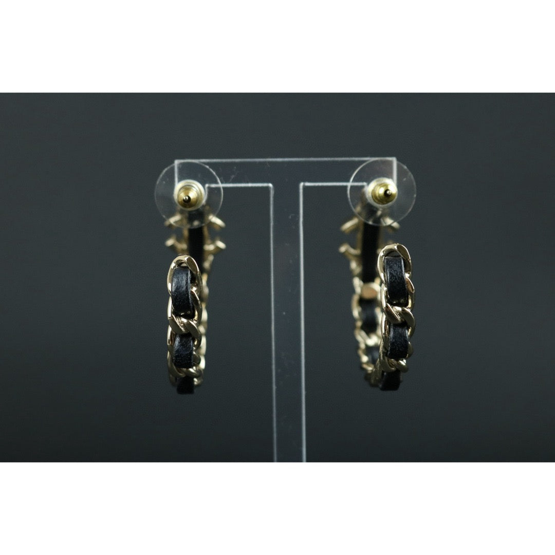 Excellent（Rank SA）｜ CHANEL Coco Mark Leather chain Earrings｜W25030117