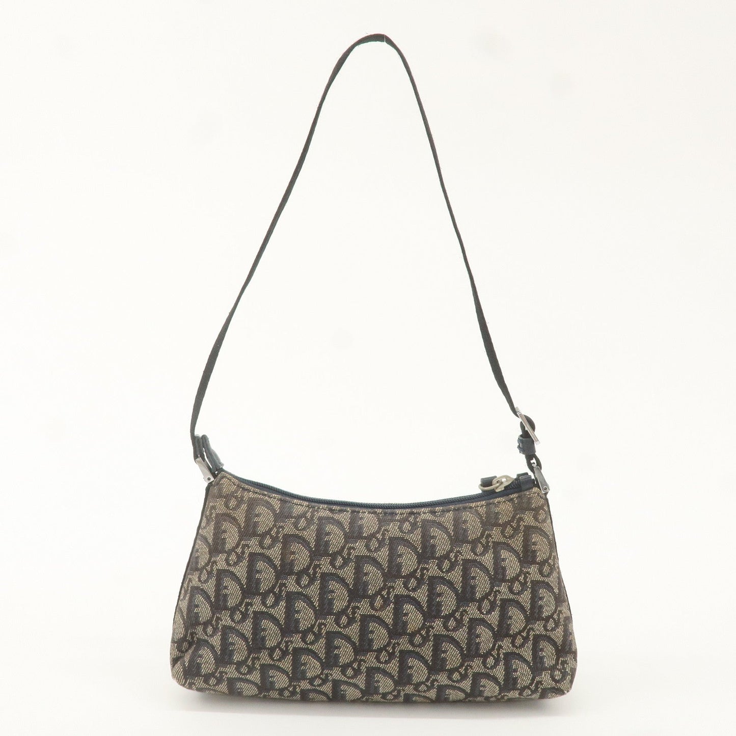 Christian Dior Trotter Canvas Leather Shoulder Bag Navy
