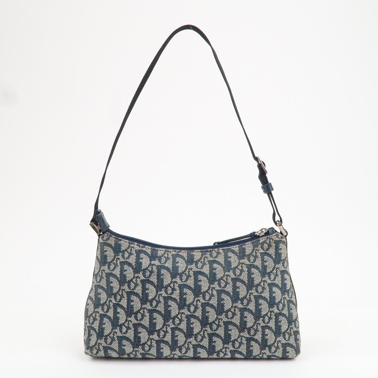 Christian Dior Trotter Canvas Leather Shoulder Bag Navy