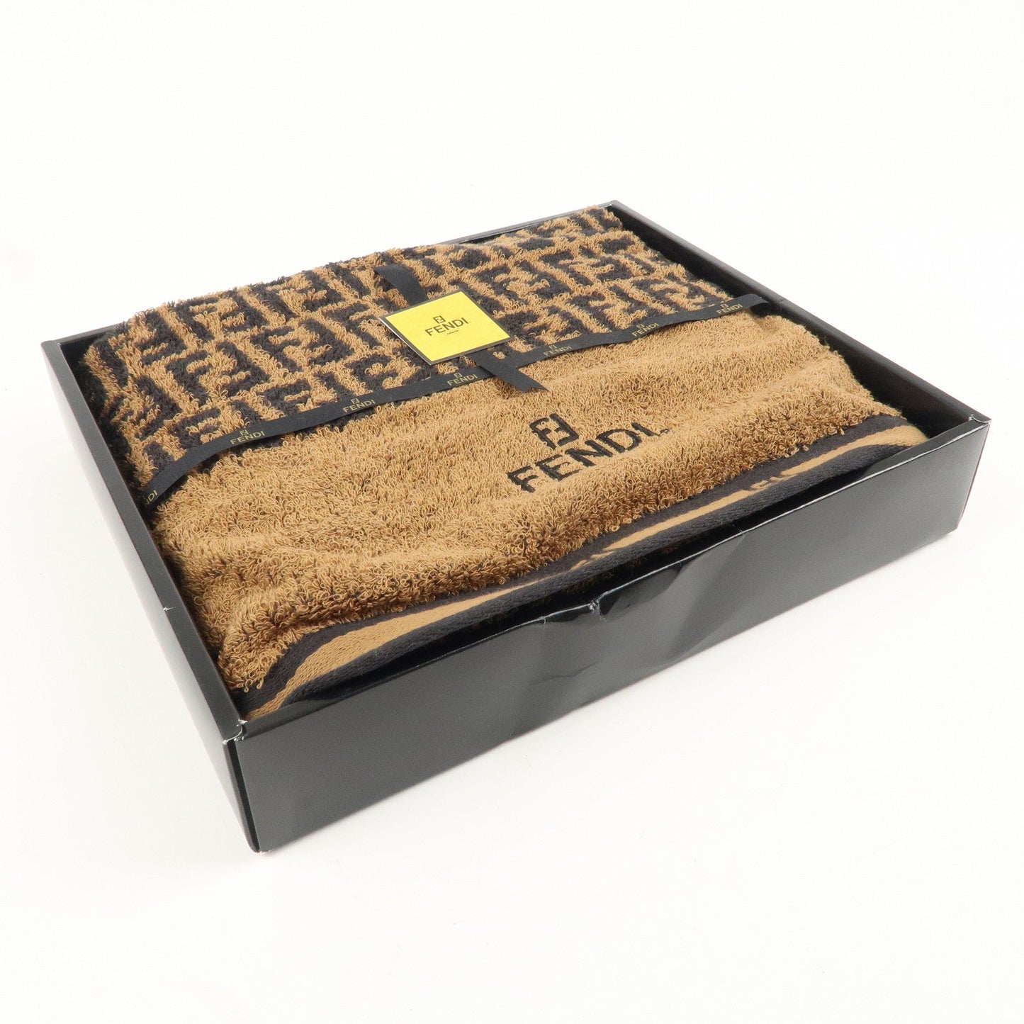 FENDI Zucca Cotton 100% Bath Towel Brown Black