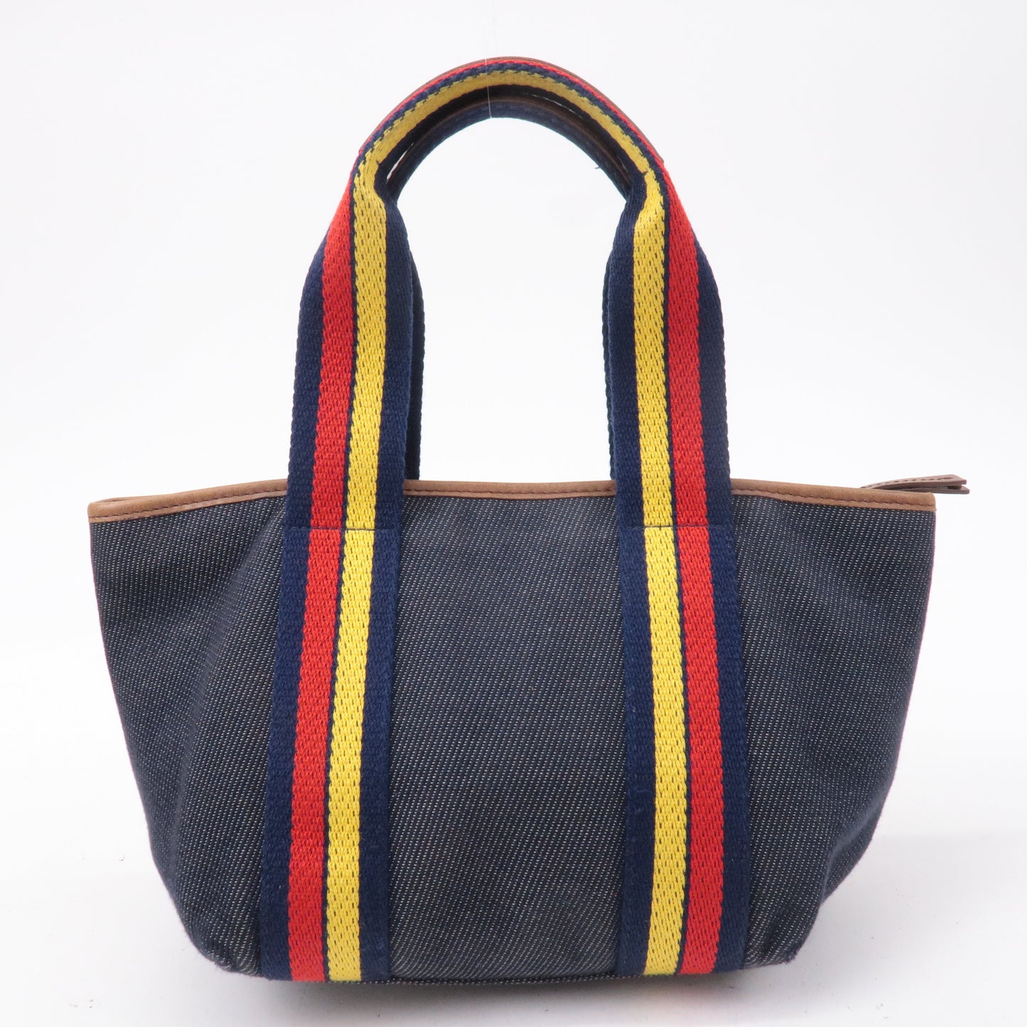 FENDI Denim Leather Hand bag Multi Color Navy 7VA165