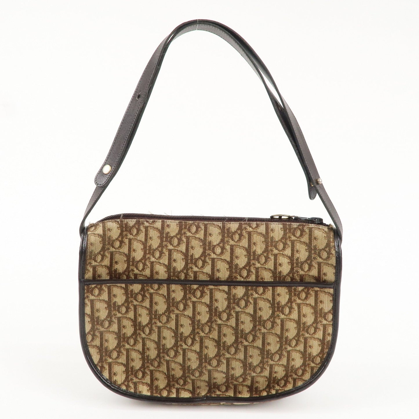 Christian Dior Trotter Canvas Leather Shoulder Bag Beige Brown
