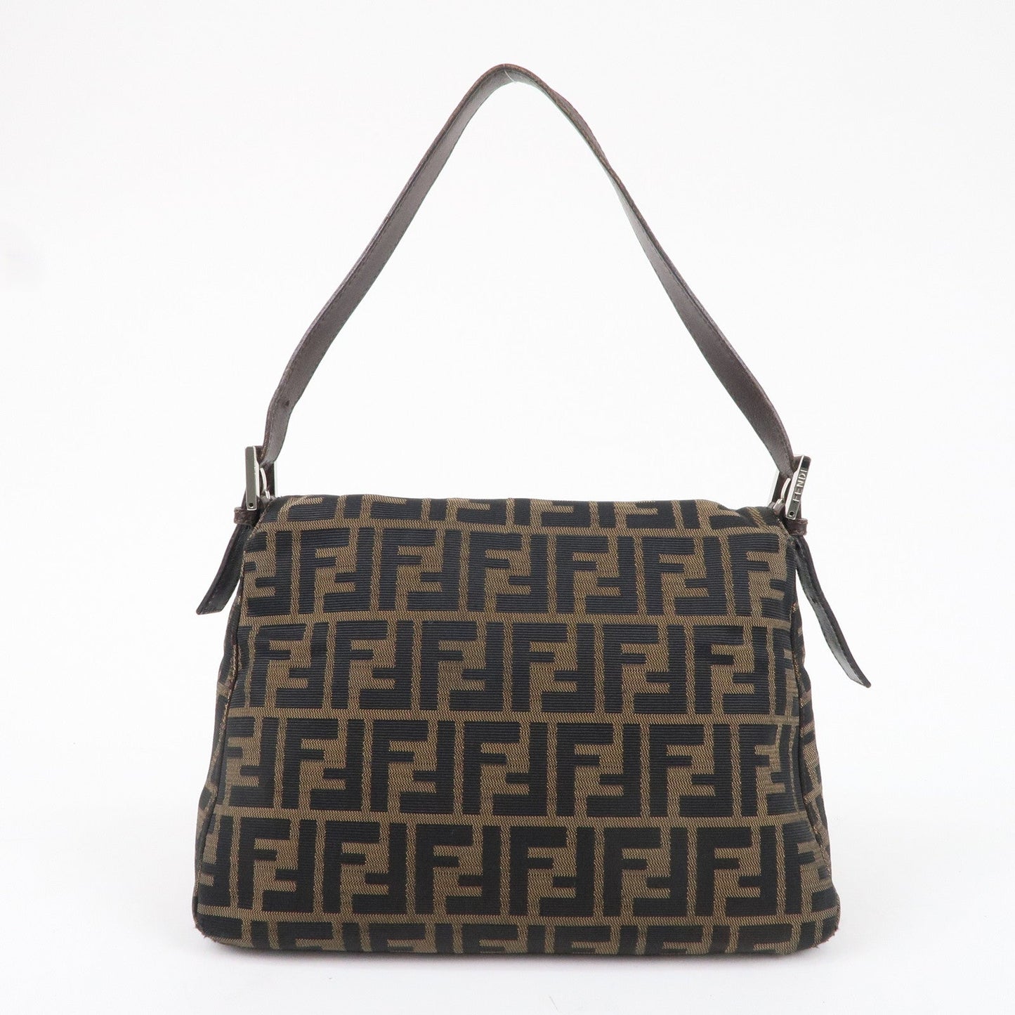 FENDI Zucca Canvas Leather Shoulder Bag Brown Khaki Black 26325