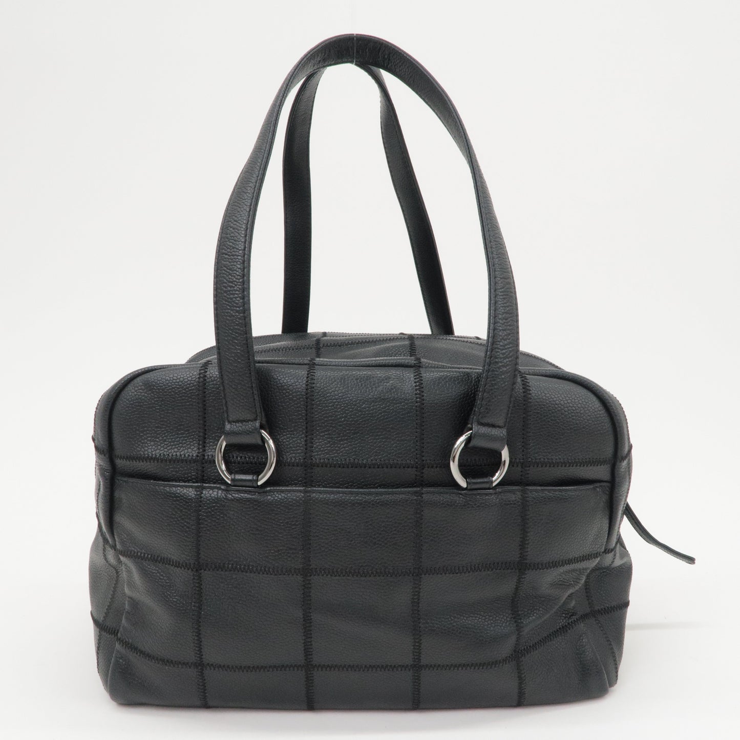 Chanel Chocobar Caviar Skin Boston Bag Shoulder Bag Black